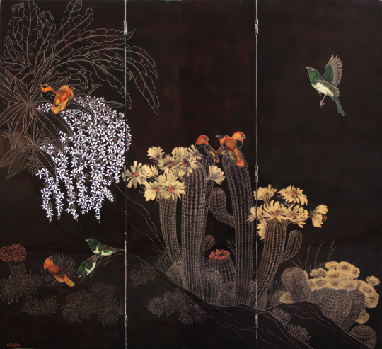 Gaston SUISSE (1896-1988) - Ignicolores et hirondelles de chine, Circa 1942.